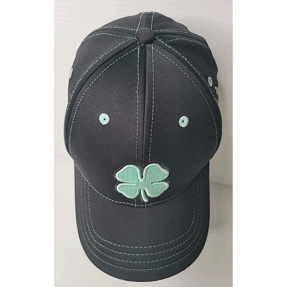 Black Clover Live Lucky Black Hat w/ Mint Green Cancer Ribbon Embroidery Fitted - Picture 5 of 8